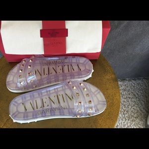 Valentino Rockstud Rubber Slides